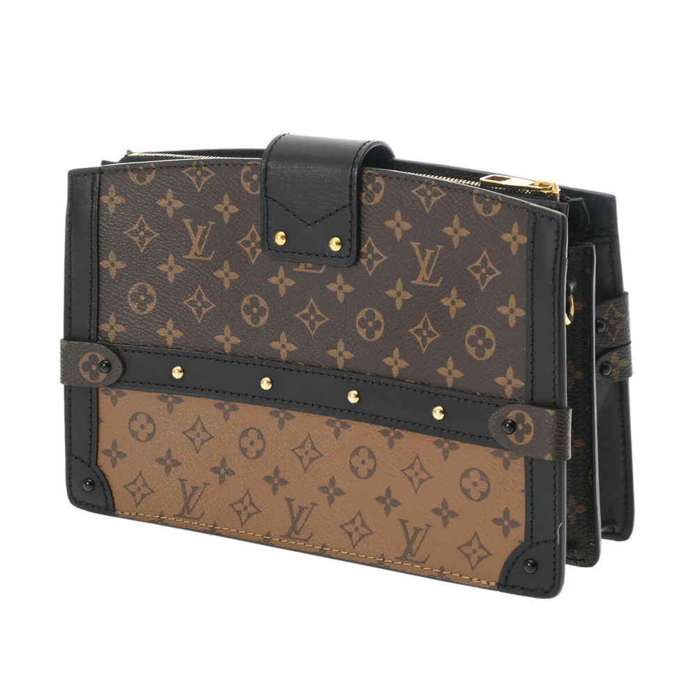 Louis Vuitton Bag Monogram Shoulder Brown Canvas Reverse Clutch Trunk Tan Camel